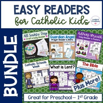 Preview of Catholic Easy Readers Activities BUNDLE | Back to School Preschool Kinder 1st