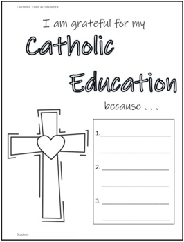 Preview of Catholic Education Week Poster -I am grateful for my Catholic Education...