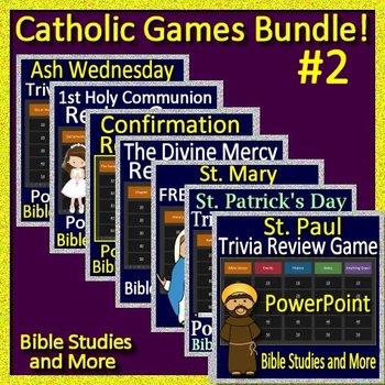 Preview of Catholic Games Bundle - 7 Games Fun Catholic Religion Activities Religious Ideas