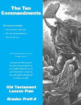 Preview of Catholic Lesson Plan: The Ten Commandments (Scripture/Bible)