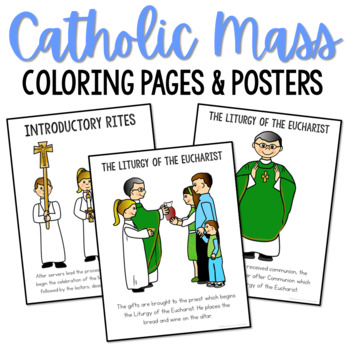 Preview of Catholic Mass Actions & Priests Posters and Coloring Pages, CCD