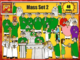 Catholic Mass Clip Art Set 2: Priest, Deacon, Servers from
