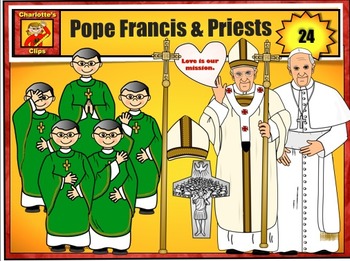 Preview of Catholic Mass Clip Art Set 4: Sign of the Cross and Pope Francis