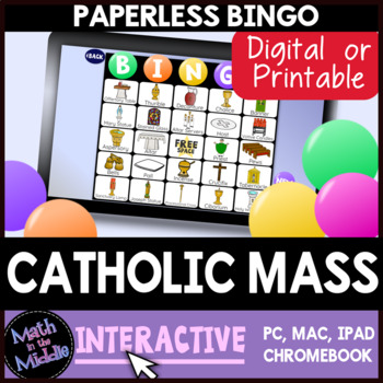 Preview of Catholic Mass Interactive Digital Bingo Game - Distance Learning