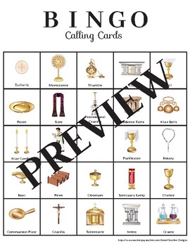 Catholic Mass Items Bingo Cards by Caroline Designs | TpT