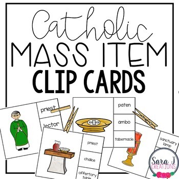 Preview of Catholic Mass Objects Clip Cards + Digital BOOM Cards
