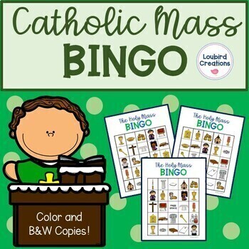 Preview of Catholic Mass Vocabulary Bingo Game | First Communion Sacrament Prep