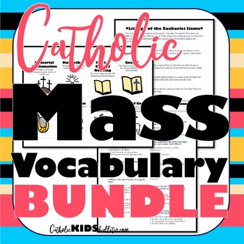 Preview of Catholic Mass Vocabulary Bundle: Kids Understand & Remember Words of the Mass!