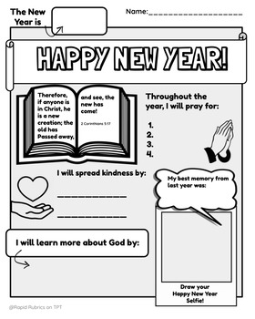 Preview of Catholic New Year's Resolution Plan Primary Junior Coloring Page Activity