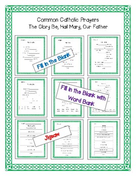 Preview of Catholic Prayer Activities - The Glory Be, Our Father, and Hail Mary