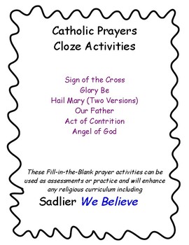 Preview of Catholic Prayers Fill-In-The-Blank Activities