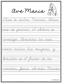 Catholic Prayers Handwriting Practice with Spanish and Latin by  MindsAndHearts