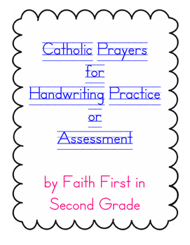 Preview of Catholic Prayers Zaner Bloser Handwriting Practice and Assessment