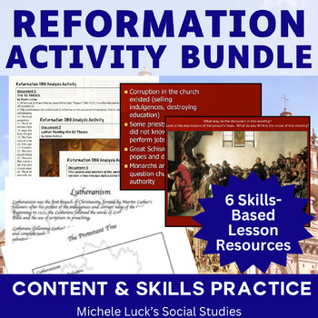 Preview of Catholic & Protestant Reformations 6 Activity Bundle w/ Primary Source Analysis