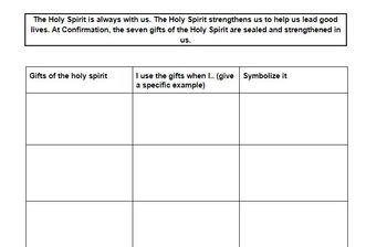 Gifts of the Holy Spirit for Kids, Matching Worksheet