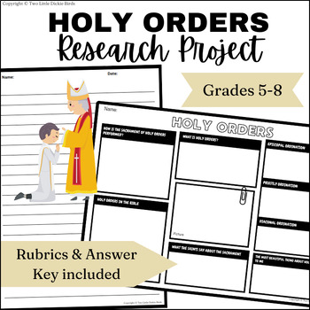 Preview of Catholic Sacrament of Holy Orders Research Poster & Writing Project w/ Rubric