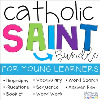 Preview of Catholic Saint Biography & Activities Bundle | For Primary Grade