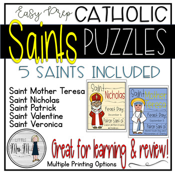 Catholic Saint Puzzles Bundle One {5 Saints Included} by Little Mrs M