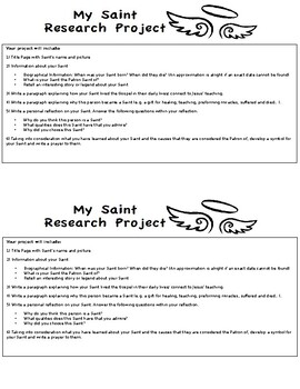 Preview of Catholic Saint Research Project