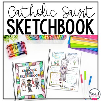 Preview of Catholic Saint Sketchbook Coloring Book for Big Kids