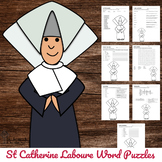 Catholic Saint Word Puzzles - No Prep Activity - St Cather