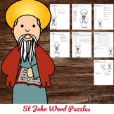 Catholic Saint Word Puzzles - No Prep Activity - St John t