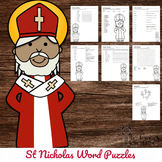 Catholic Saint Word Puzzles - No Prep Activity - St Nicholas