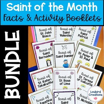 Preview of Catholic Saints Facts Activities | Monthly Saint Biographies | All Saints Day