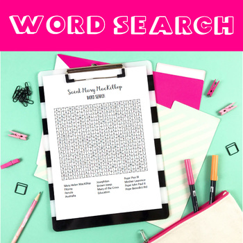 Preview of Catholic Saints - Mary MacKillop - Word Search