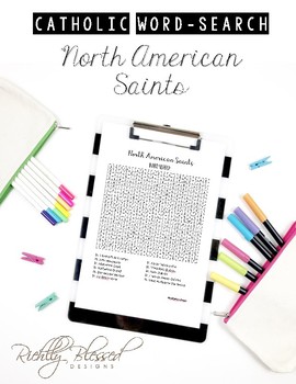 Preview of Catholic Saints - North American Saints - Word Search