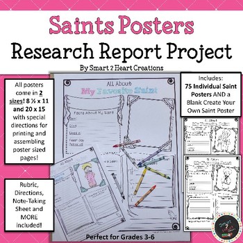 Preview of Catholic Saints Project - Research Report Posters -75 Featured Saints