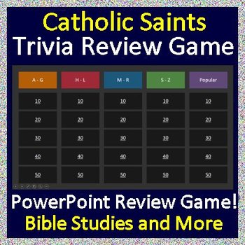 Preview of Catholic Saints Review Game - Quiz Style Powerpoint - All Saints Day Game