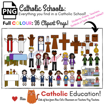 Preview of Catholic School - Catholic Education Week - Prayer Table - Clip Art - Colour