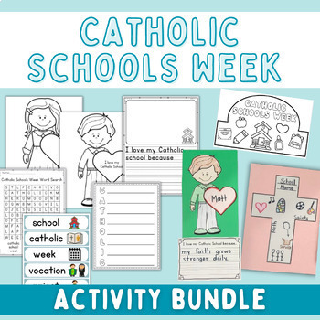 Preview of Catholic Schools Week 2024 Activity BUNDLE - Writing, Crafts, Mini Book & More