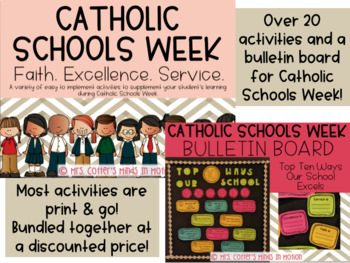 Preview of Catholic Schools Week Activities 3 & CSW Bulletin Board Bundle