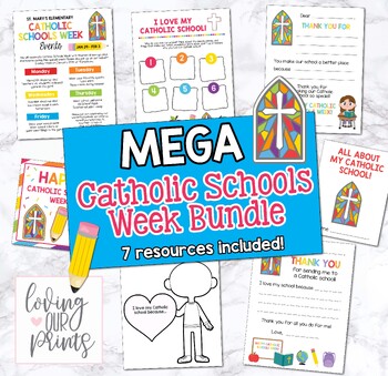 Preview of Catholic Schools Week Bundle, Catholic School Printables, I love my Catholic sch