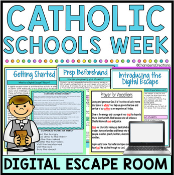 Preview of Catholic Schools Week Catholicism Digital Escape Room Religion Breakout Game