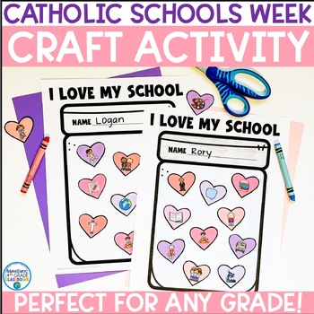 Preview of Catholic Schools Week Craft | Heart Jar Activity
