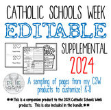 Catholic Schools Week EDITABLE supplemental for 2024