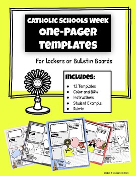 Preview of Catholic Schools Week One-Pager Templates / great for bulletin board or lockers