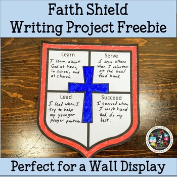 Preview of Catholic Schools Week Shield Writing Display Freebie