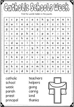 catholic schools week worksheets and activities by ponder