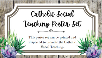 Preview of Catholic Social Teaching Poster Set Succulent Farmhouse Style