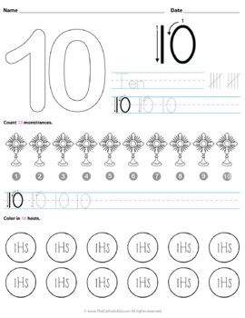 Catholic Themed Number Worksheets by TheCatholicKid | TPT