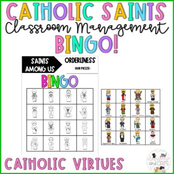 Preview of Catholic Virtues | Classroom Management Bingo | Catholic Saints | Game