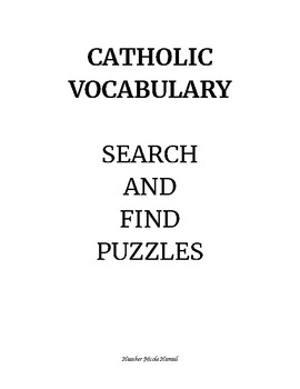 Preview of Catholic Vocabulary Word Search Puzzles and Pictures