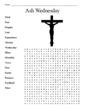 Catholicism Ash Wednesday Word Search Puzzle Worksheet Sub Plan