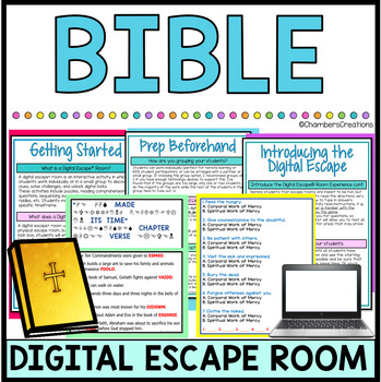 Preview of Catholicism Bible themed Digital Escape Room Catholic Religion Ten Commandments