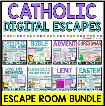 Preview of Catholicism Bundle of Digital Escape Rooms Bible Advent Catholic Schools' Week