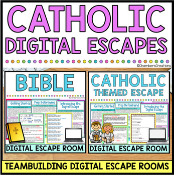Preview of Catholicism Digital Escape Room Bundle CCD Religion Catholic Breakout Game